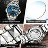 JIN SHI DUN 8813 Fashion Waterproof Luminous Automatic Mechanical Watch, Style:Men(Silver Gold Blue)