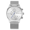 BAOGELA 1611 Small Three-pin Luminous Chronograph Calendar Quartz Watch For Men(Silver and White)