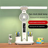 USB Plug Power Double Head Lighting LED Fan Desk Lamp with Pen Holder & Clock