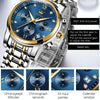 OLEVS 2858 Men Multifunctional Business Waterproof Quartz Watch(Blue + Gold)