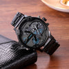 CAGARNY 6820 Men Dual Movement Blue Face Steel Strap Quartz Watch(Black)