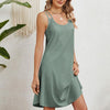 Women Summer Round Neck Halter Loose Sleeveless Dress, Size: S(green)