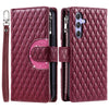 For Samsung Galaxy A36 Glitter Lattice Zipper Wallet Leather Phone Case(Wine Red)