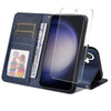 For Samsung Galaxy S25+ 5G ENKAY Card Wallet Calf Texture Leather Phone Case with Screen Film(Blue)