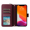 For iPhone 12 / 12 Pro Nine-card Slots Zipper Wallet Bag Leather Phone Case(Wine Red)