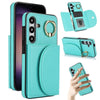 For Samsung Galaxy S25+ 5G Ring Holder Card Bag Skin Feel Phone Case(Green)