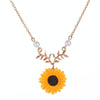 Delicate Sunflower Pendant Necklace Women Creative Imitation Pearls Jewelry Necklace(Rose gold)