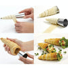 5 PCS Cone Roll Moulds Stainless Steel Spiral Nozzle Croissants Pastry Cream Horn Cake Mold(Large 12x3x3cm)