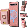 For Samsung Galaxy S10 Retro Splitable Magnetic Stand Card Bag Leather Phone Case(Pink)