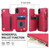 For iPhone X / XS Double Flap Zipper RFID Leather Phone Case with Short Lanyard(Red)
