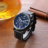 CAGARNY 6829 Life Waterproof Round Dial Alloy Case Fashion Men Quartz Watch with PU Leather Band(Dark Blue + Black)