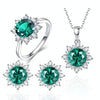 3 PCS/Set Snow Shape Gemstone Jewelry Set For Women, Ring Size:8(Green)