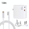 PD-65W USB-C / Type-C + QC3. 0 USB Laptop Charging Adapter + 1.8m USB-C / Type-C to MagSafe 1 / L Head Data Cable, UK Plug / US Plug(White)