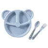 3 PCS/Set Baby Bowl+Spoon+Fork Feeding Food Tableware Cartoon Bear Kids Dishes Eating Dinnerware(Beige Set)