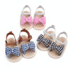 Bow Plaid Soft Weave Crib Anti-Slip Baby Girls Summer Shoes Anti-Slip Single Sandals, Size:13(Black & White)