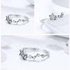 Star Inlaid Zircon Ring Hollow S925 Sterling Silver Ladies Five-pointed Star Open Ring