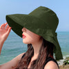 8062 Women Summer Neck Protection Sunscreen Hat Large Brim Fisherman Hat(Army Green)