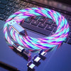 3 in 1 2.4A USB to 8 Pin + Micro USB + USB-C / Type-C 540 Degree Bendable Streamer Magnetic Data Cable, Cable Length: 1m (Colour)