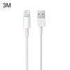 USB Sync Data / Charging Cable for iPhone, iPad, Length: 3m(White)