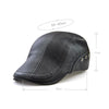 12982 Autumn and Winter Adjustable PU Leather Perforated Peaked Cap, Size:One Size(Black)