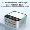 WLX-M8 120W Smart Digital Display Multi-Port Desktop Charger Dock Station, UK Plug(Grey White)