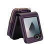 For Samsung Galaxy Z Flip6 AwQuer Crossbody Zipper Wallet Bag Litchi Leather Phone Case(Dark Purple)