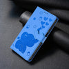 For iPhone 13 Pro Cartoon Elephant Embossed Leather Phone Case(Blue)