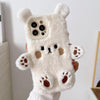 For iPhone 13 Pro 3D Smiling Little Bear Plush Phone Case(White)