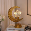LED Wrought Iron Moon Shape Atmosphere Bedroom Table Lamp(Moon Star)