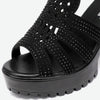 Women Chunky Heel Sandals Anti-slip Fish Mouth High Heels Soft Bottom Open Toe Sandals, Size: 36(Black)