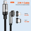 ENKAY 2 in 1 PD 100W / 27W 180 Degrees Rotation Magnetic Type-C / 8 Pin Fast Charging Data Cable with LED Light, Length:2m