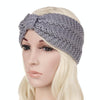 Winter Knitted Headband Turban Women Crochet Bow Wide Stretch Hairband Head Wrap(Grey)