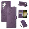 For Samsung Galaxy S23 Ultra 5G Rose Flower Embossed 3-Card Slots Leather Phone Case(Deep Purple)