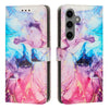 For Samsung Galaxy A36 / A56 Painted Marble Pattern Leather Phone Case(Pink Purple)
