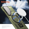 For Samsung Galaxy S23 Ultra 5G Shield Frame Holder MagSafe Phone Case(Olive Green)