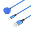 For iPhone / Apple Watch 2 In 1 8 Pin + Magnetic Charging Base Multi-function Charging Cable, Length: 1m(Blue)