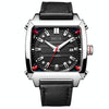BAOGELA 6763G Square Dial Leather Strap Clock Calendar Mechanical Watch For Men(Silver Black)