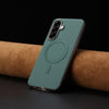 For Samsung Galaxy A55 Solid Color Plating MagSafe Full Coverage Phone Case(Green)