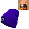 Unisex Warm Winter Polyacrylonitrile Knit Hat Adult Head Cap with 4 LED Lights, Button Battery (Blue)