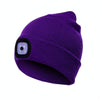 Unisex Warm Winter Polyacrylonitrile Knit Hat Adult Head Cap with 4 LED Lights, Button Battery (Purple)