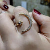 Female Star Moon Rings Crystal Ring Staking Jewelry(Yellow Gold)