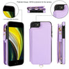 For iPhone SE 2022 / 2020 / 8 Double Flap Zipper RFID Leather Phone Case with Short Lanyard(Light Purple)