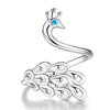 S925 Sterling Silver Peacock White Gold Plated Open Ring