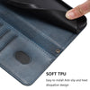 For Samsung Galaxy A02 / M02 Line Splicing Buckle Retro Leather Phone Case(Dark Blue)