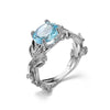 Crystal Vine Leaf Design Engagement Ring Fashion For Women Jewelry, Ring Size:7(Sky blue)