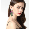 Cactus Alloy Retro Earrings With Colored Rhinestones(Green)