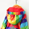 Autumn and Winter Children Fleece Rainbow Striped Diagonal Zipper Hooded Windbreaker, Height:90cm(Multicolor)