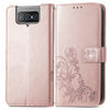 For Asus Zenfone 8 Flip Four-leaf Clasp Embossed Buckle Mobile Phone Protection Leather Case with Lanyard & Card Slot & Wallet & Bracket Function(Rose Gold)