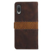 For Samsung Galaxy A02 / M02 Grid Stitching Leather Phone Case with Lanyard(Brown)