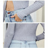 Female Sexy Navel Knit Sweater Slim Sweater Cardigan, Size: XL(Black)